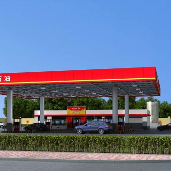 现代高速路收费加油站建筑-模型ID【508871】