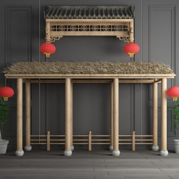 新中式古建筑茅草屋顶-模型ID【511212】