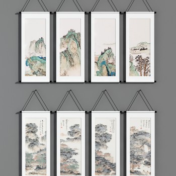 中式卷轴挂画组合-模型ID【511092】