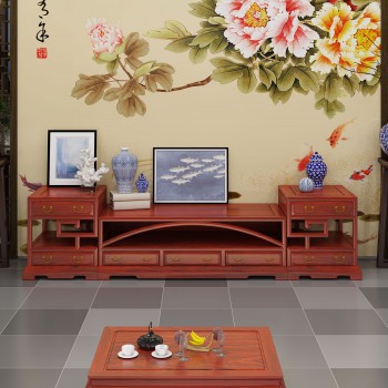 中式电视柜茶几背景墙组合-模型ID【512817】
