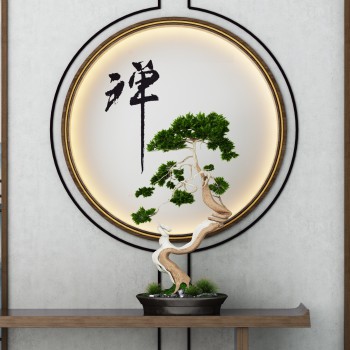 新中式松树盆景摆件-模型ID【513645】