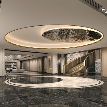 多场景-现代酒店会所大堂+休闲区-模型ID【517250】