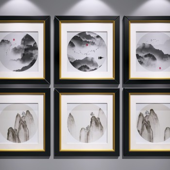 新中式装饰挂画组合-模型ID【522942】