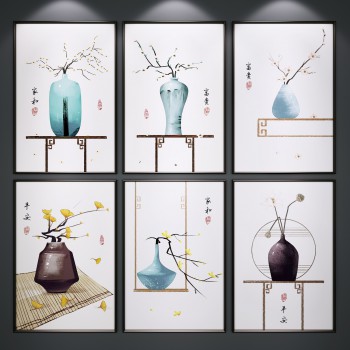 新中式装饰挂画组合-模型ID【523334】