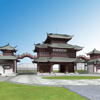 中式古建筑牌楼大门-模型ID【523886】