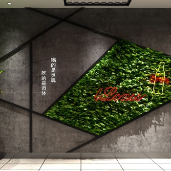 工业风植物墙背景墙-模型ID【525205】