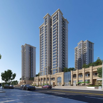 欧式高层住宅沿街商业街建筑外观-模型ID【526427】