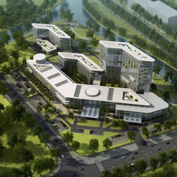 现代医院建筑鸟瞰规划-环境为后期-模型ID【532947】