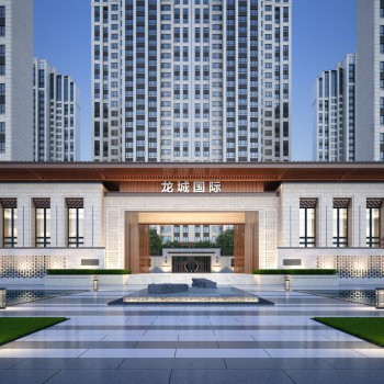 现代售楼处小区大门建筑外观-模型ID【533255】