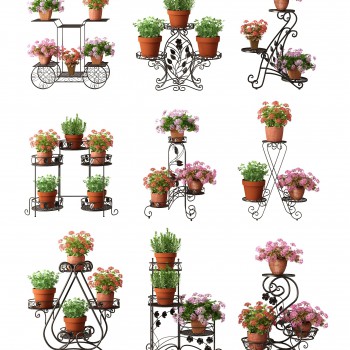 现代花架绿植盆栽组合-模型ID【535310】