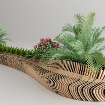 现代户外椅植物-模型ID【539434】