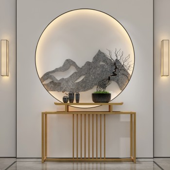 新中式端景台组合-模型ID【546629】