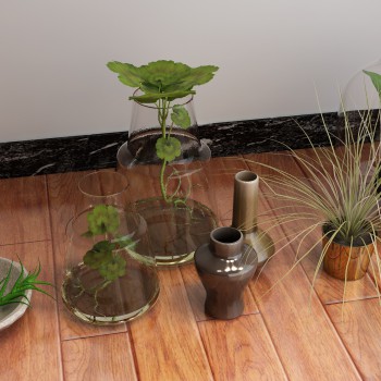 现代水生植物花瓶组合-模型ID【546815】