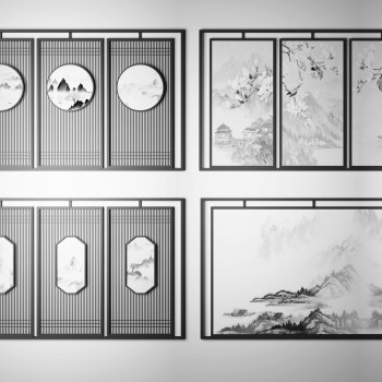 新中式屏风隔断组合-模型ID【548475】