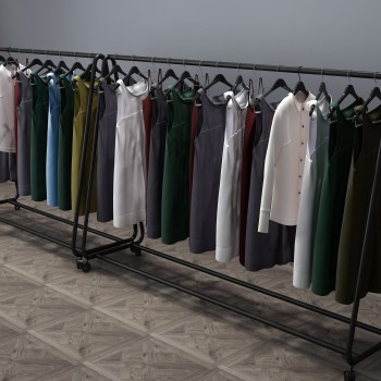 现代衣服衣架组合-模型ID【549811】