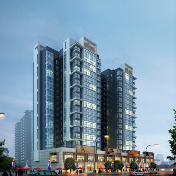 现代高层商业住宅楼-人物车为后期-模型ID【554365】