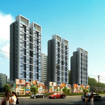 现代高层商业住宅楼-人物车为后期-模型ID【554364】