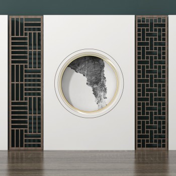 新中式屏风隔断背景墙组合-模型ID【555772】