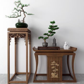 新中式端景台花架-模型ID【556291】