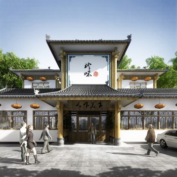 新中式餐厅门面门头-模型ID【564724】