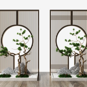 新中式屏风隔断景观-模型ID【661391】