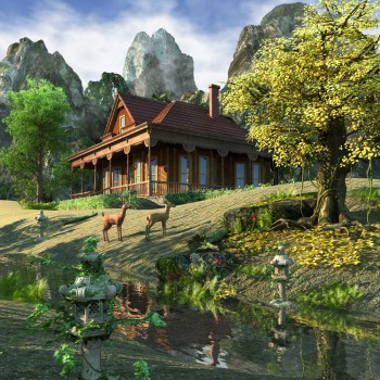 中式别墅外观庭院/景观-模型ID【663395】