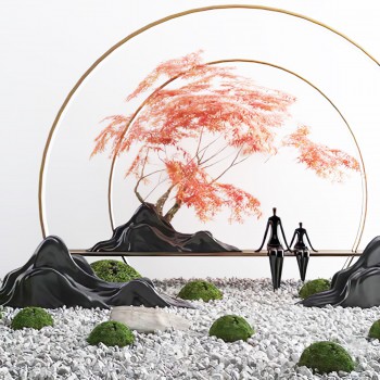 新中式庭院景观小品枯山水石-3D模型,ID【856189】 新中式庭院景观小品枯山水石-模型ID【856189】