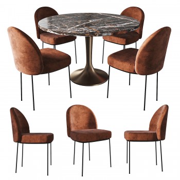 现代圆形餐休闲桌椅子组合-模型ID【873023】