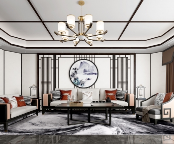 New Chinese Style A Living Room-ID:481178187