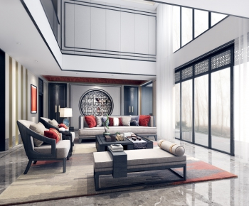 New Chinese Style A Living Room-ID:765828719