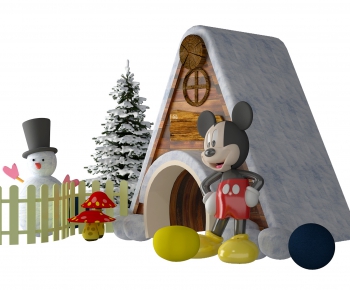 现代儿童游乐设施 圣诞树 米奇 蘑菇 木屋-ID:634041214