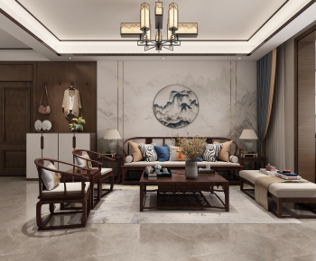 New Chinese Style A Living Room-ID:410399653