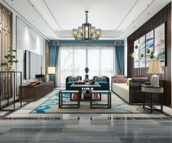 New Chinese Style A Living Room-ID:450819511