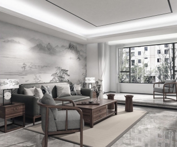 New Chinese Style A Living Room-ID:509267229