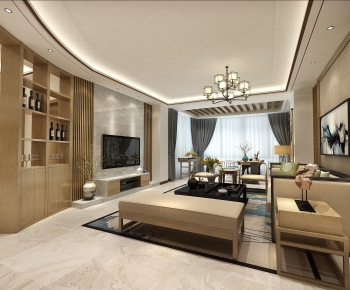 New Chinese Style A Living Room-ID:827603148