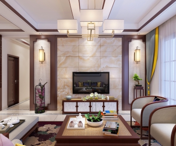 New Chinese Style A Living Room-ID:426377386