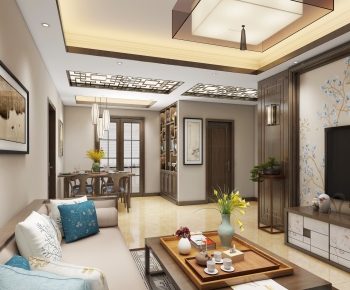 New Chinese Style A Living Room-ID:363880926