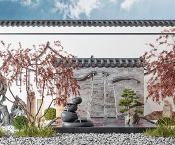 新中式庭院流水背景墙园艺小品-ID:428381623