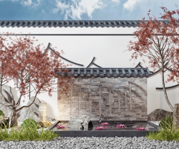 新中式庭院流水背景墙园艺小品-ID:424660629