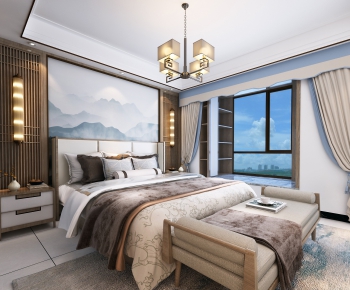 New Chinese Style Bedroom-ID:439385619