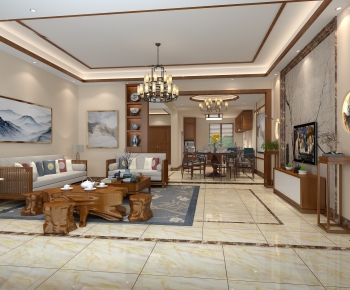 New Chinese Style A Living Room-ID:531595994