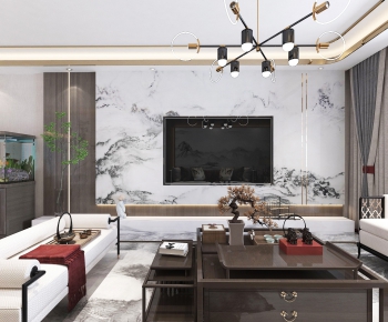 New Chinese Style A Living Room-ID:491270263
