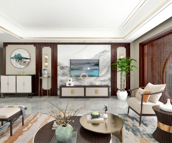 New Chinese Style A Living Room-ID:313400291