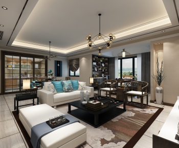 New Chinese Style A Living Room-ID:419469973