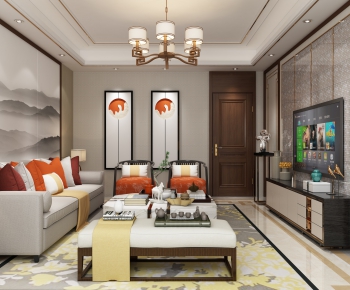 New Chinese Style A Living Room-ID:428370572