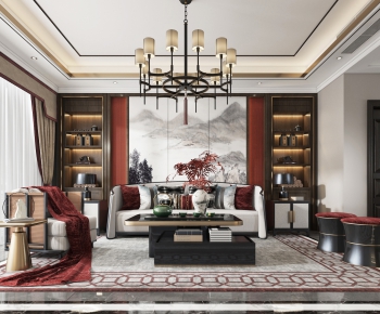 New Chinese Style A Living Room-ID:414218248