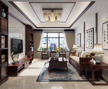 Chinese Style A Living Room-ID:490453411