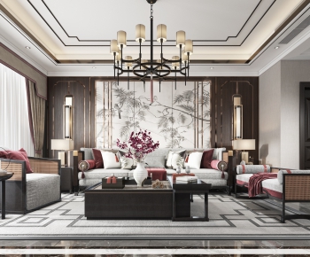 New Chinese Style A Living Room-ID:590548856