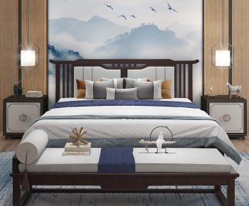 New Chinese Style Double Bed-ID:412832518