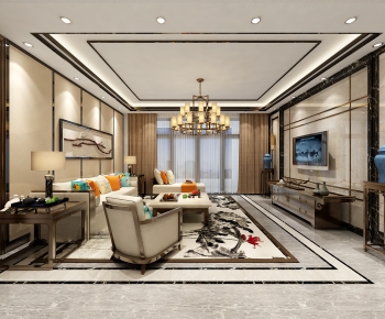 New Chinese Style A Living Room-ID:119757144